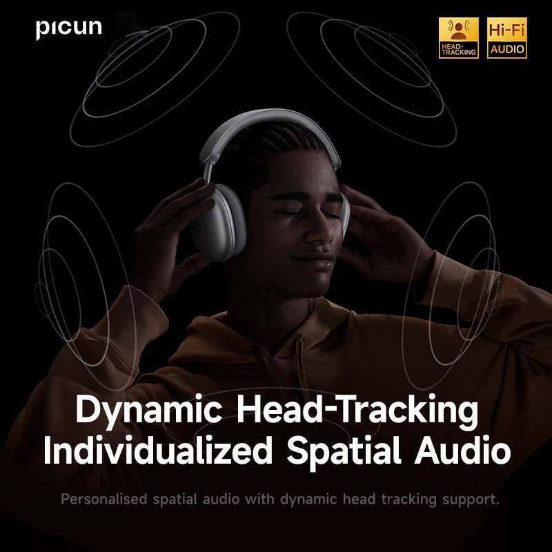 Picun F8 Pro Wireless Headphones Head Tracking 3D Spatial Audio -52dB ANC HIFI Bluetooth Headset ENC HD Mic Low-Latency APP