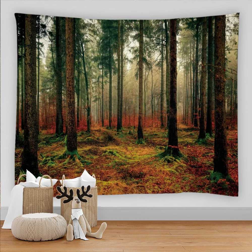 Beautiful Natural Forest Printed Large Wall Tapestry landscape Wall Hanging Bohemian Wall Cloth Tapestries Mandala Art DecorM251125