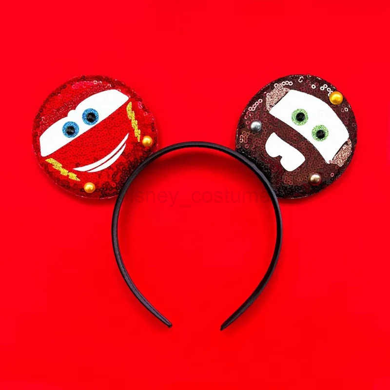 Disney Pixar Animation Car Lightning McQueen Earrings Headbands Womens sequins Bow Mother Hair Accessories Childrens Piston Cup Headbands Girls X25042