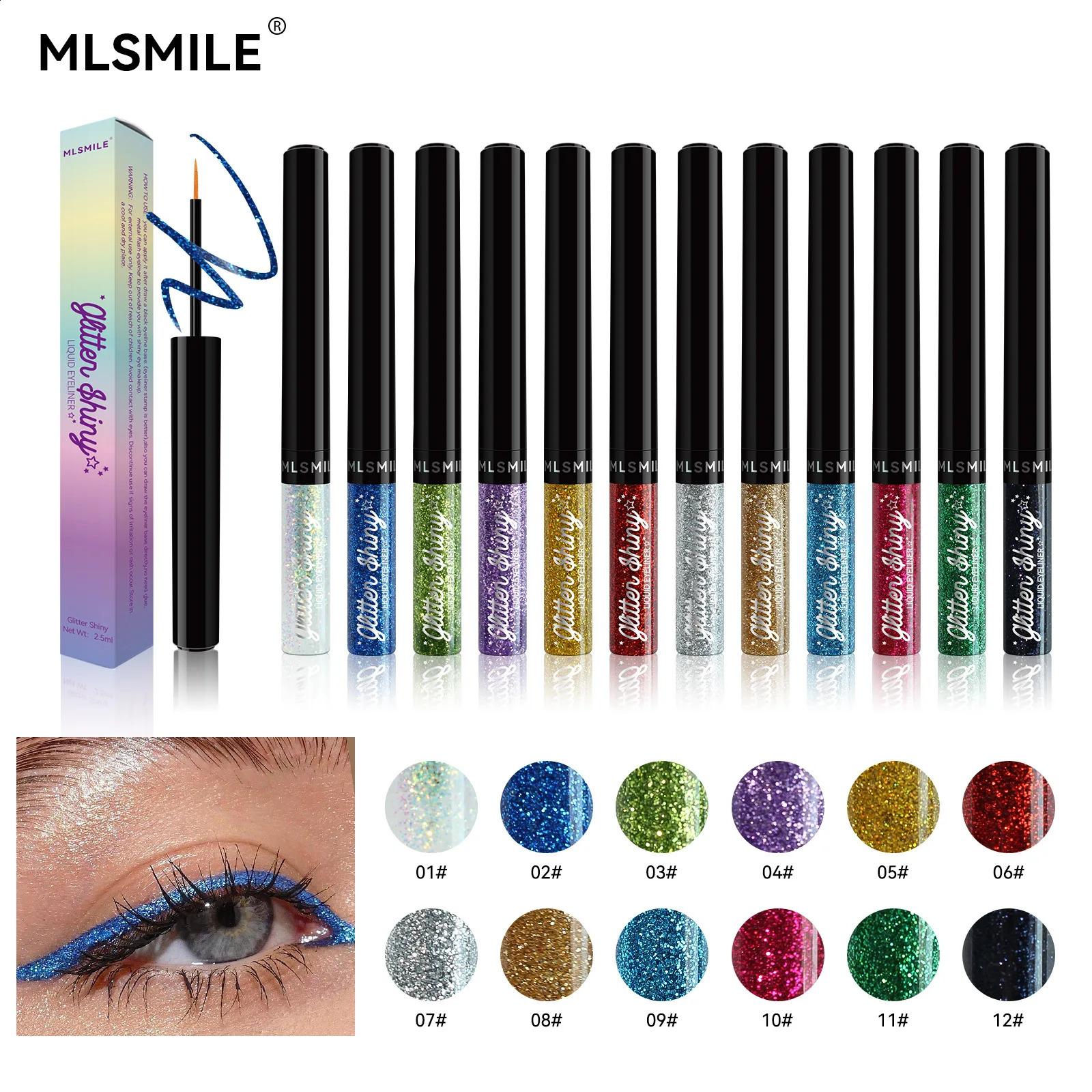 8color liquid eyeliner set glittering pen makeup fast drying eye shadow longlasting flower free beauty cosmetics 250418