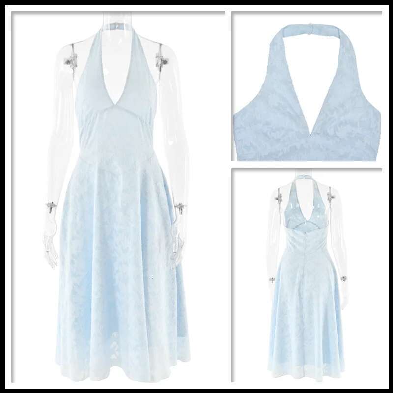 Dongdumaoyi Townlike Floral Waist Wrap A Line Dress Women Halter Summer Backless Sexy Party Elegant Midi Long Dresses