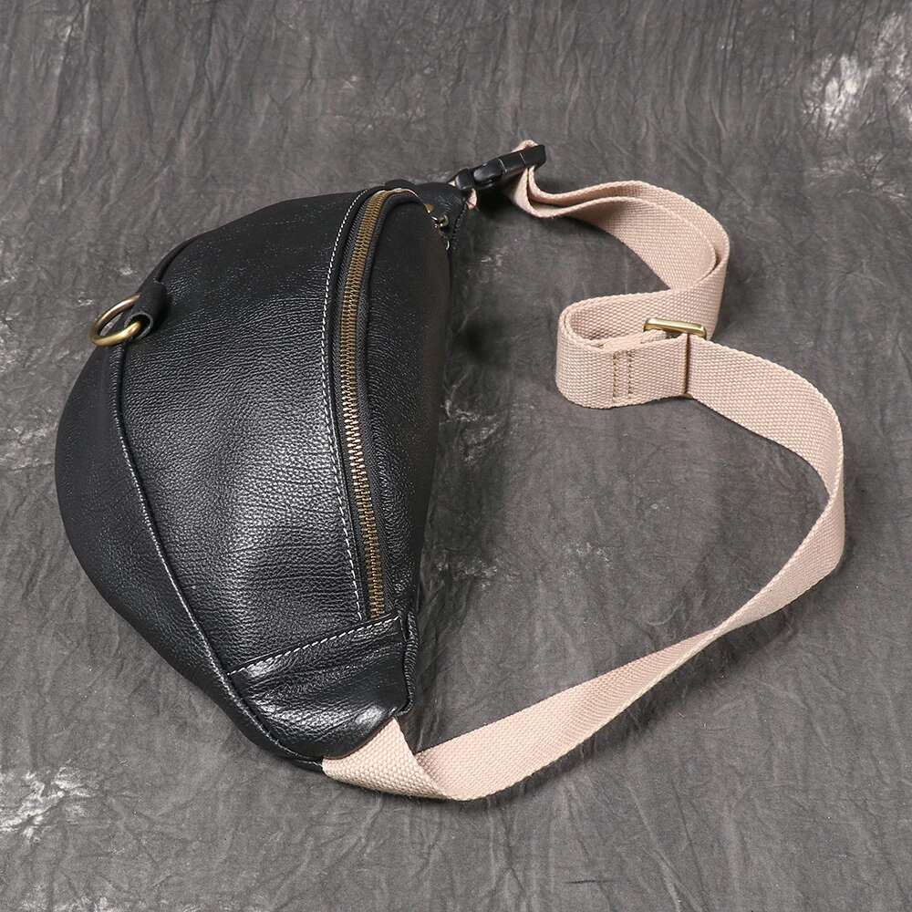 LUOKIR Unisex Genuine Chest And Toe Cover Layered Leather Casual Versatile Crossbody Large Capacity Mobile Phone Bag