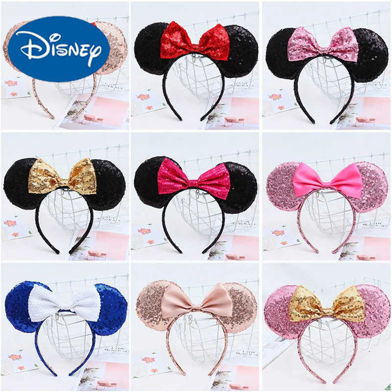 Disney New full glitter mouse ear arch headband hair accessories Mickey Minnie childrens headband X250425