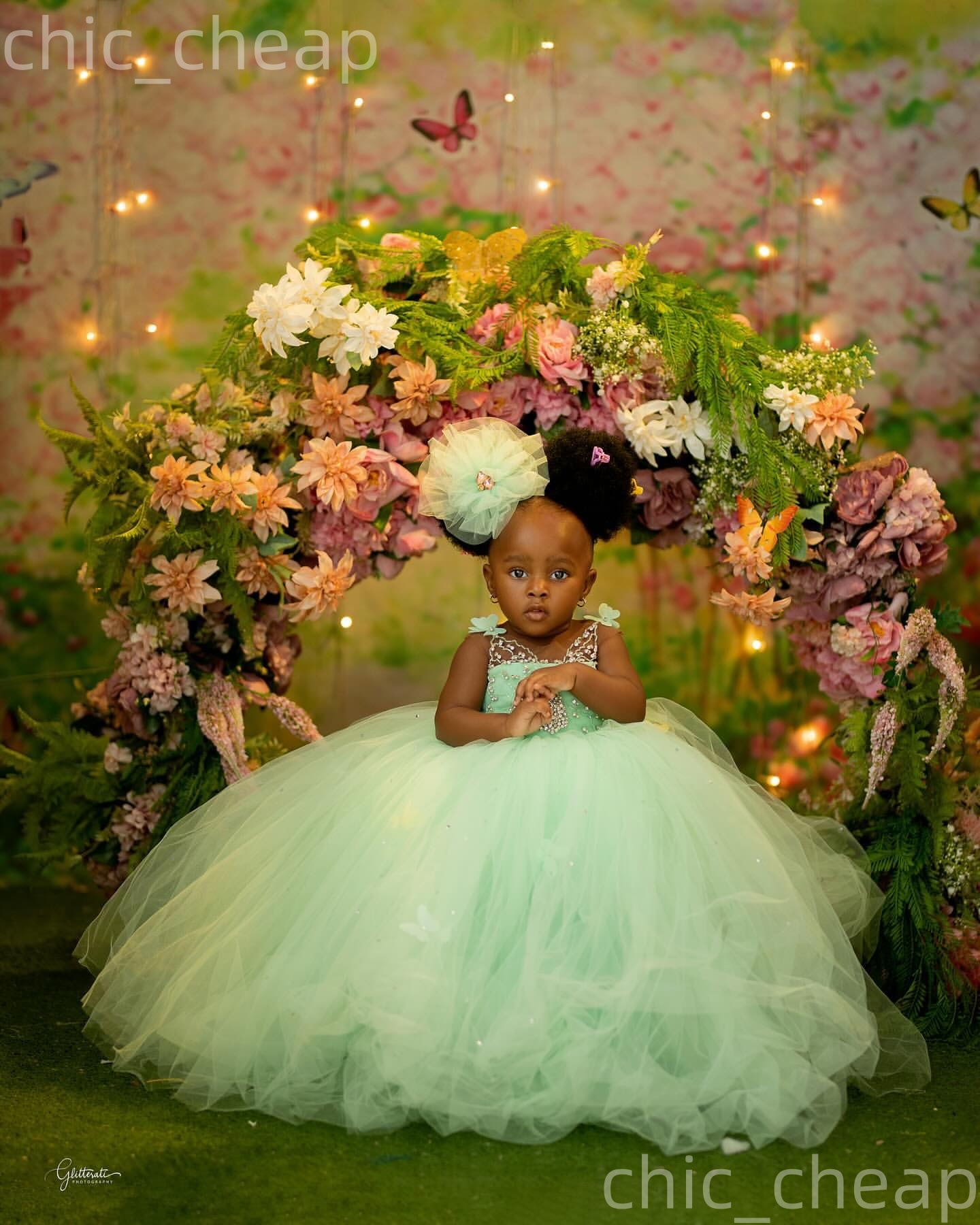 2026 Mint Ball Gown Flower Girl Dresses Sheer Neck Crystals Tulle Elegant Little Girl Christmas Peageant Birthday Christening Tutu Dress Gowns ZJ422