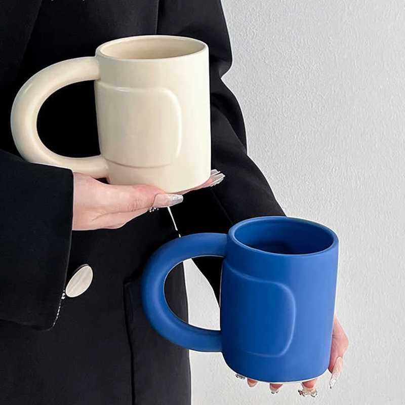 300ml Artistic Solid Color Simple Ceramic Mug Creative Office Design Styling Drinking Cup Female Large Capacity Coffee Milk Mugs Y251125