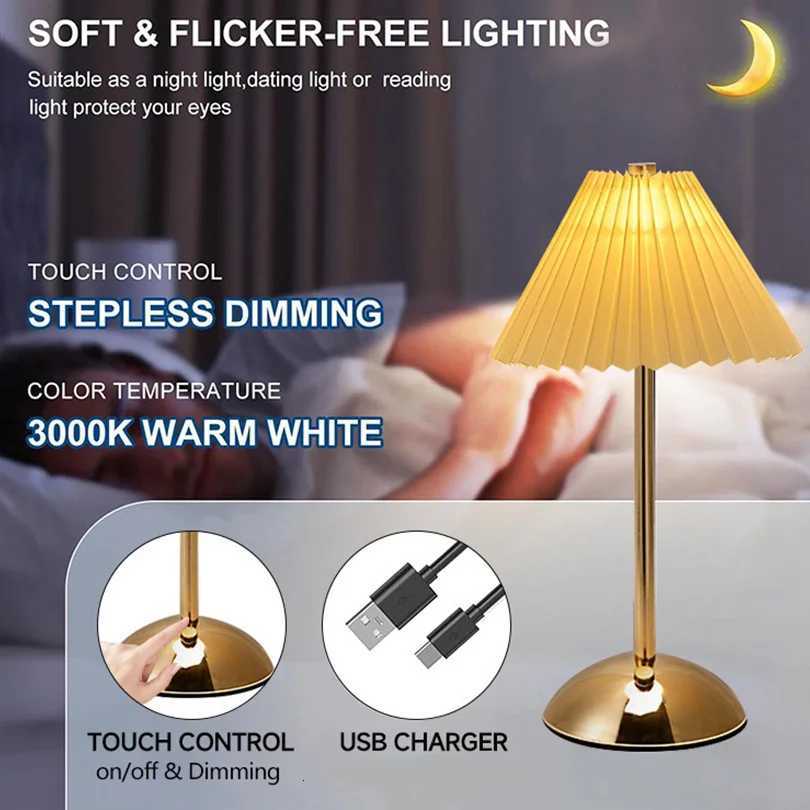 LED Table Lamp USB Rechargeable Table Lamp Creative Atmosphere Desk Lamp Vintage Bedroom Bedside Study Decorative Night LightsM251125