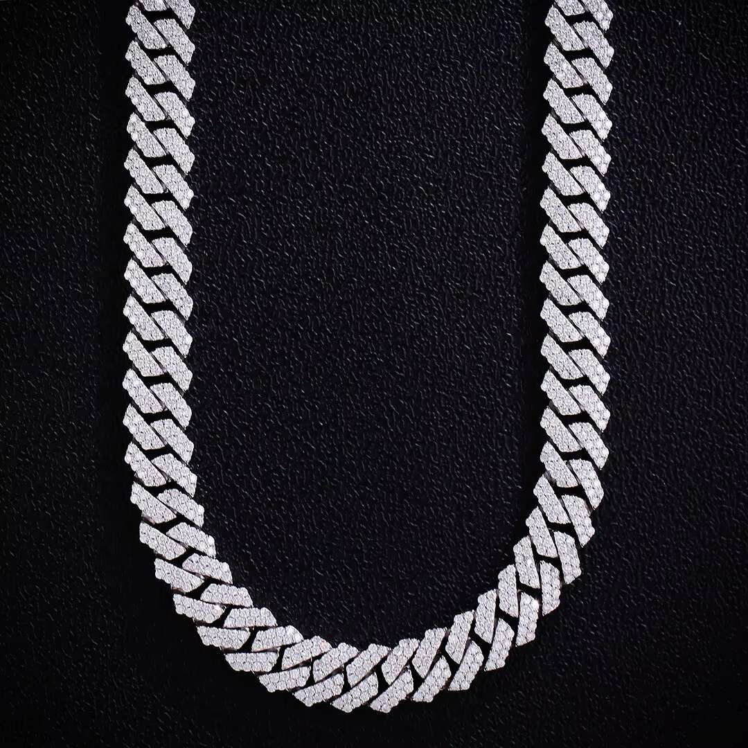 Fine Jewelry Necklaces 925 Silver Mossanite Diamond 10mm Cuban Link Chain Necklaces for Women Cuban Bracelet Diamond Cuban