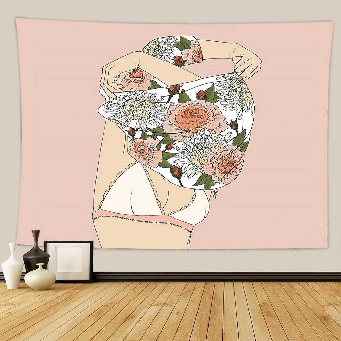 Flowers Tapestry Room Decor Aesthetic Living ation Wall Hanging Boho HouseM251125