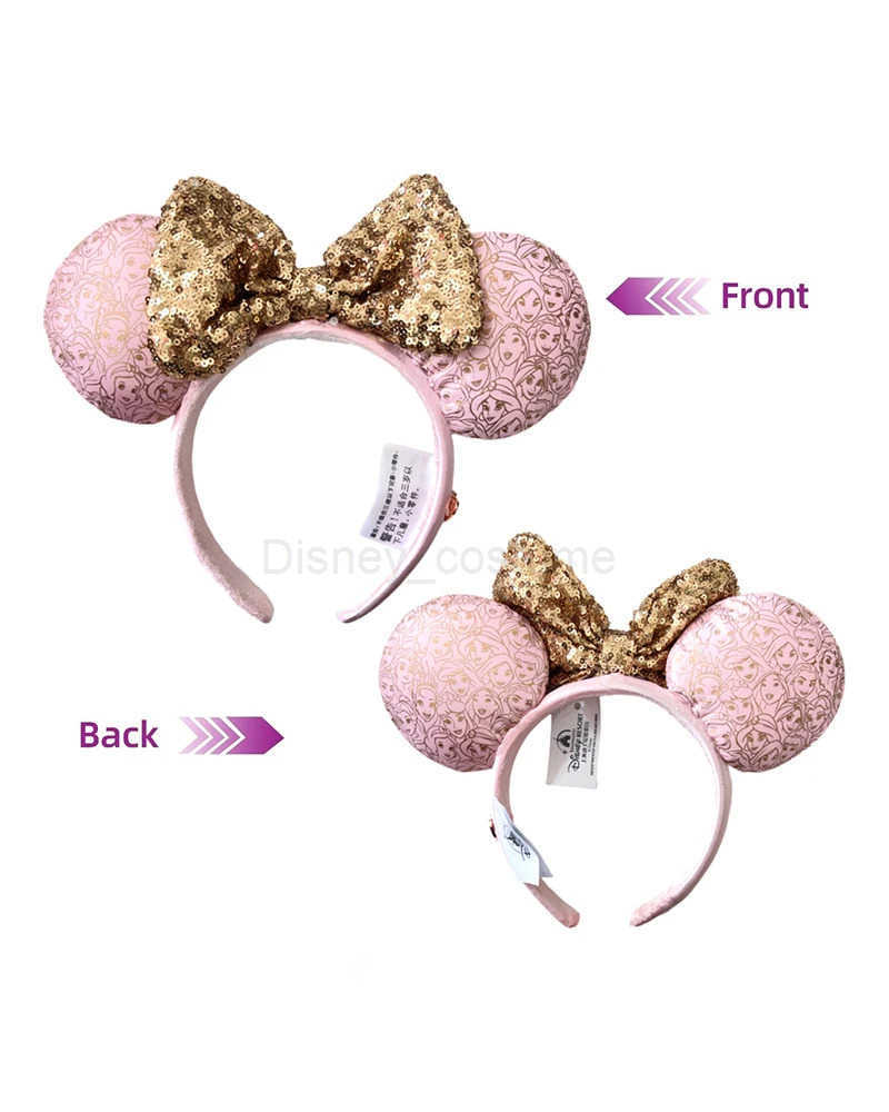 Disney Mickey Mouse Headband Princess Glitter Bow Ears COSTUME Headband Cosplay Plush Adult/Children Gift X250425