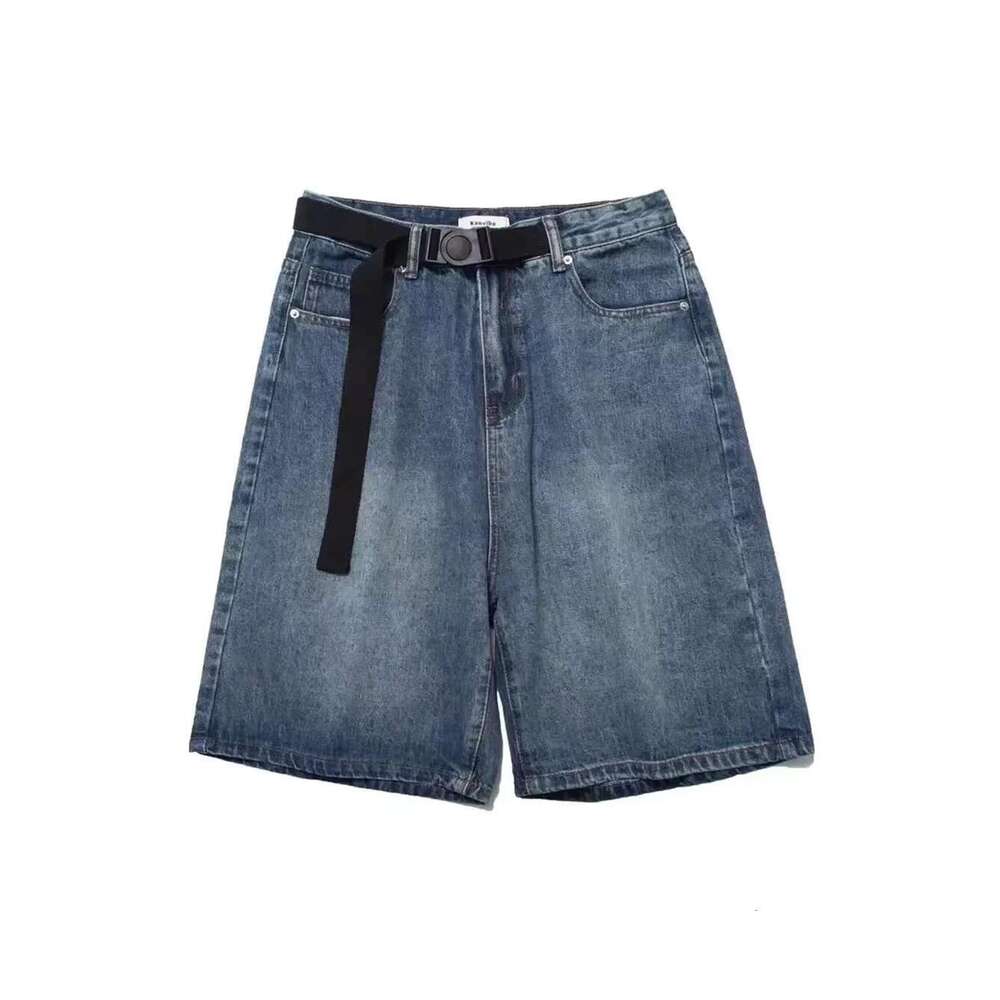 High Street Retro Blue Jean Shorts Women Summer Hip Hop Baggy Wide Leg Denim Half Pants Fashion Streetwear Y2k Clothing Oversize