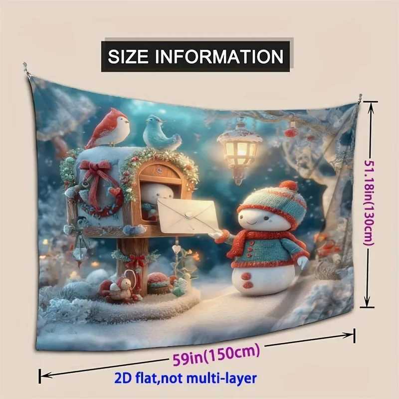 Letter from the little snowman in the snow A warm winter fairy tale on the Christmas hanging cloth Background clothM251125