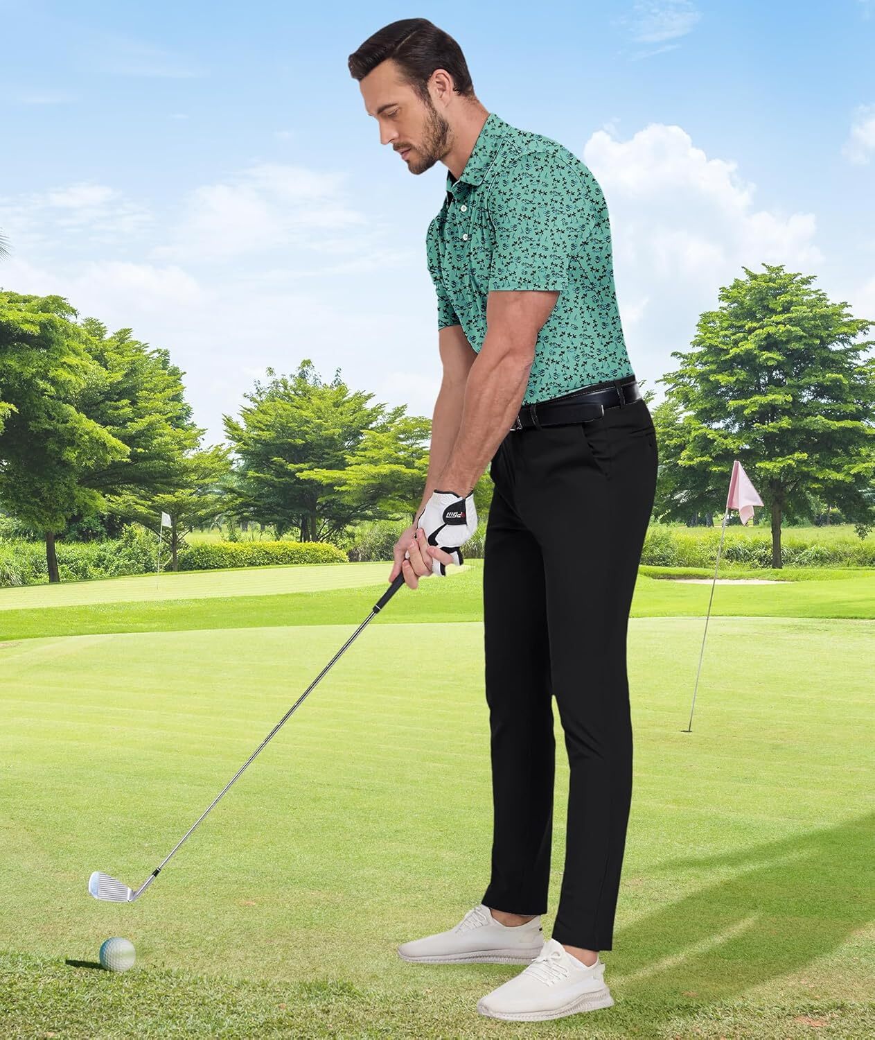 Mens Polo shirt Men's Golf Shirts Short Sleeve Moisture Wicking Performance Print Patterns Casual Collared Golf Polo Shirt for Men Polos