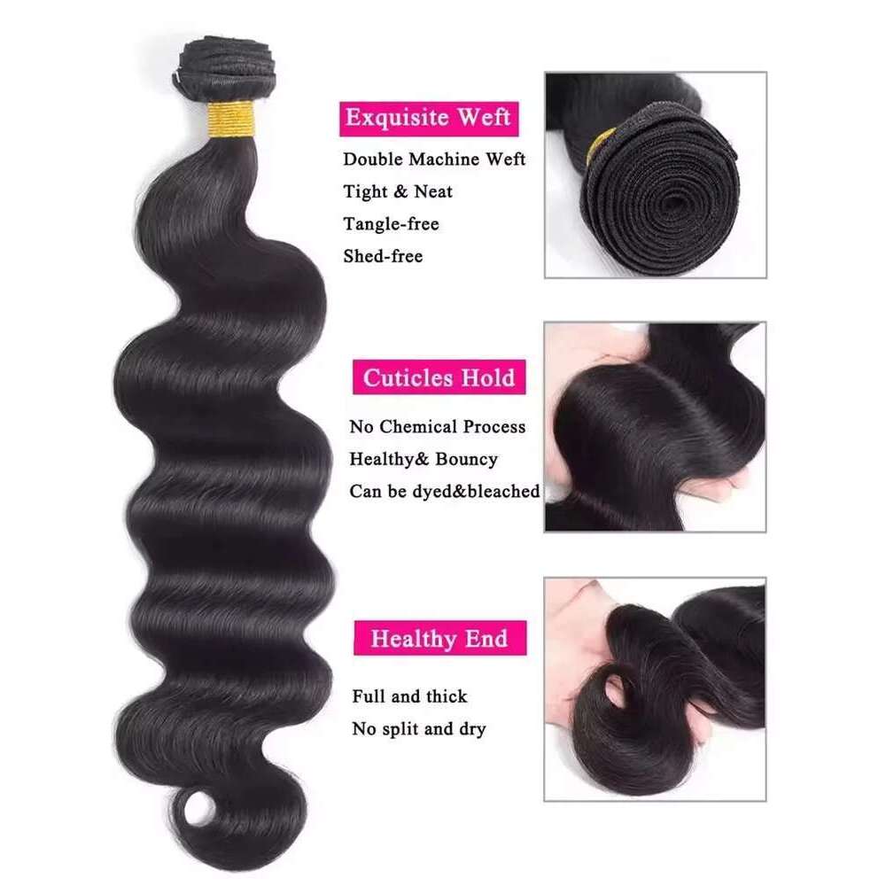 Tewjig 30 40 Inch Body 100% Brazilian Human Bundles Extensions Unprocessed Water Wave Raw Wow Angel Hair 1 3 4 Bundle