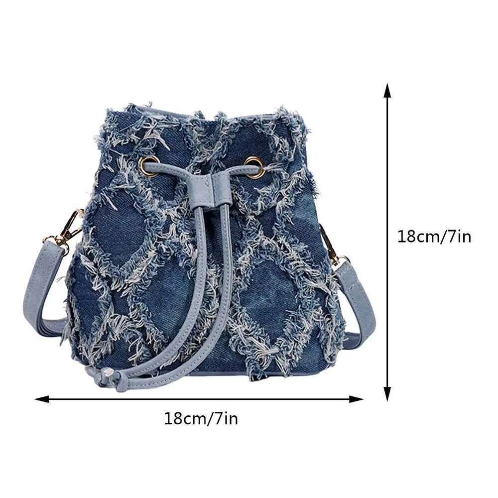 Women Tassel Shoulder Bag Stylish Denim Mini Crossbody Purse For Daily Use With Large Capacity And Fashionable Design