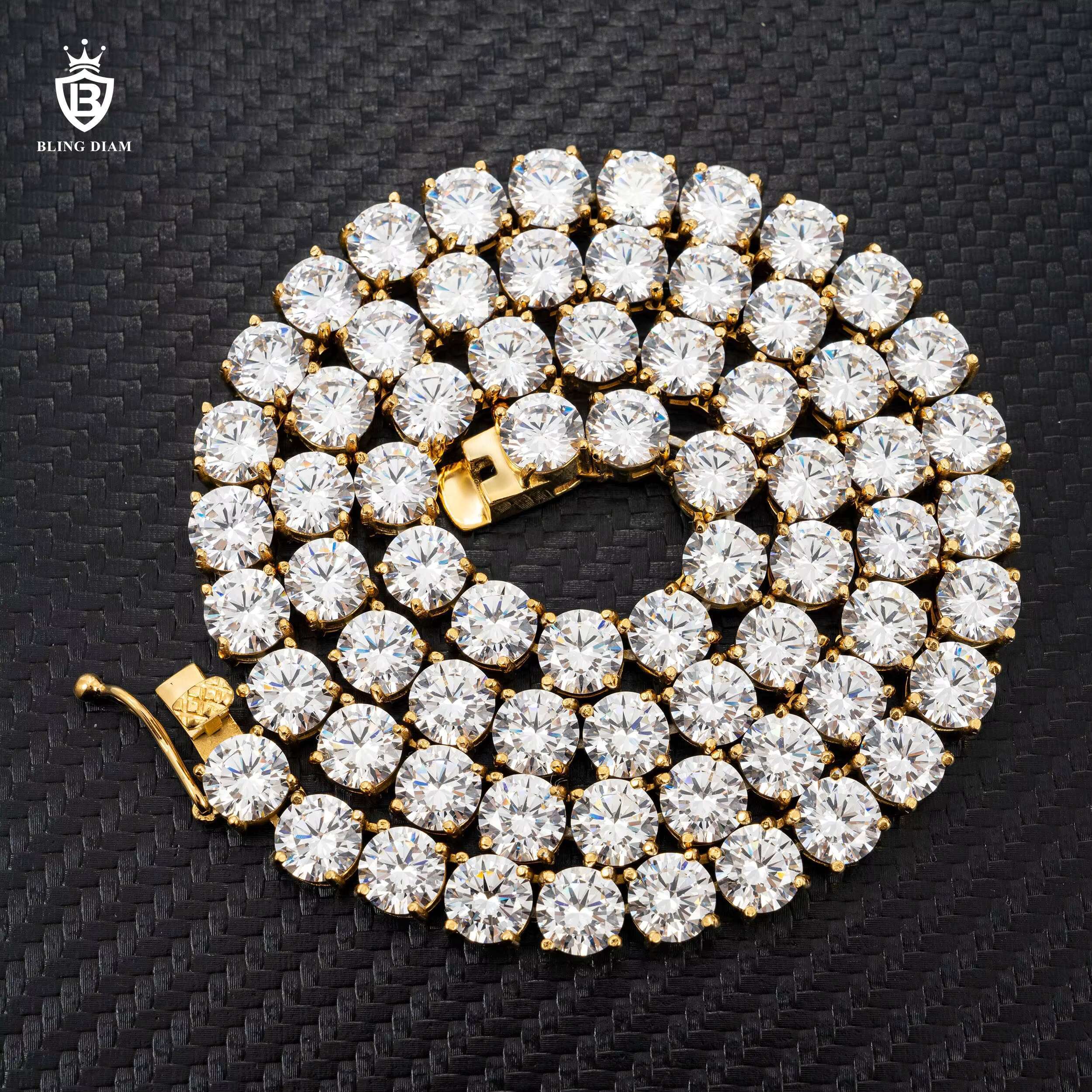 Wholesale Mens Jewelry Custom 8mm Hiphop Tennis Necklace Stainless Steel 5a Moissanite Tennis Chain