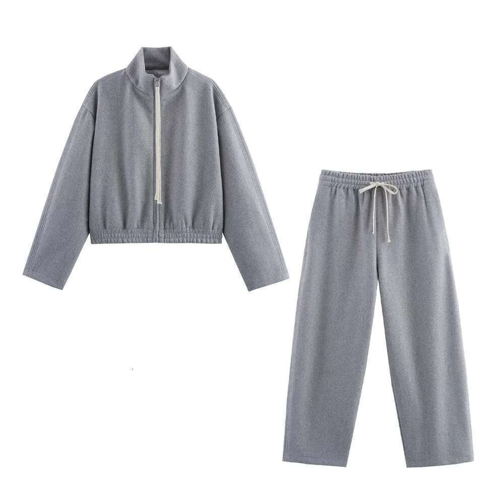 UNIZERA Stand Collar Jacket With Lace Up Bucket Pants Set For Spring And Summer New Casual Women's Clothing