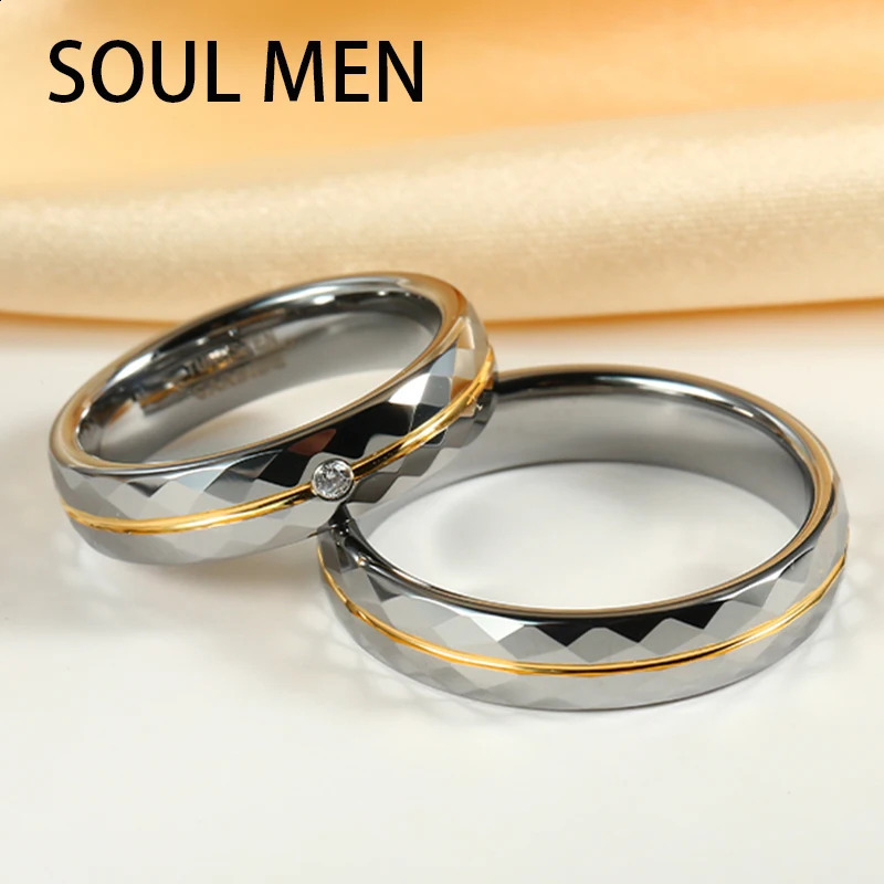 Fashionable 4mm/5mm tungsten ring suitable for women couples wedding bands high polished inlay sparkling stone suitable for engagement rings 250422