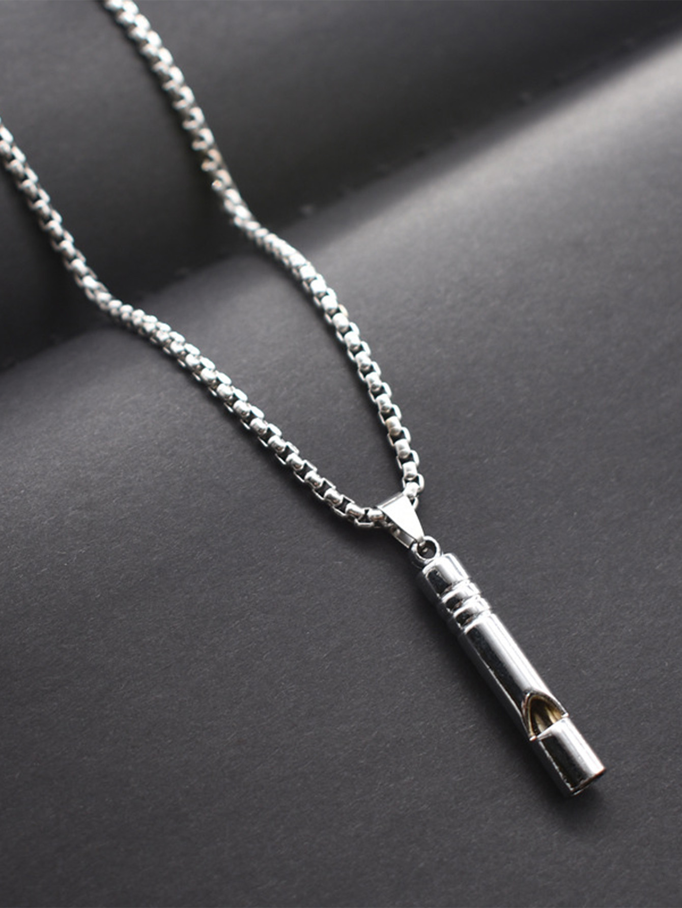 1 stainless steel whistle pendant necklace for both men and women