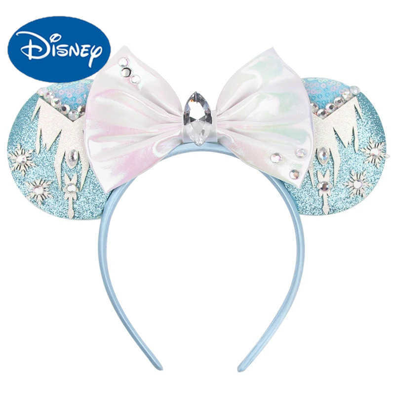 Disney New frozen snowflake mouse ear headband girl boy glitter 5 bow hair Christmas party role-playing hair accessories X250425
