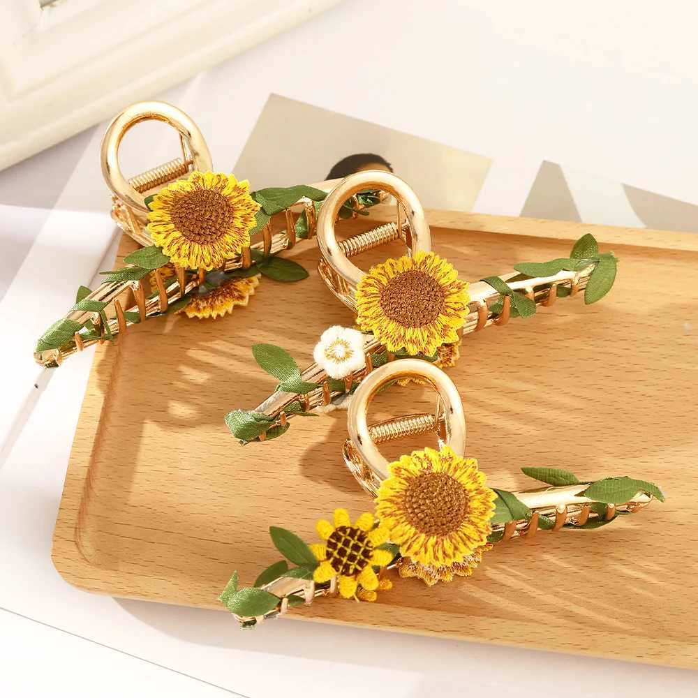 Sunflower Hair Claw New Vine Hair Clip Womens Ponytail Hair Accessories Summer Fashion Hair CrabT250425