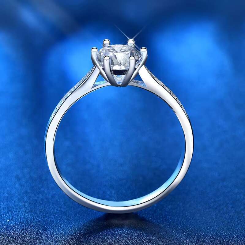 Claissc 1.0 Ct D Color Pass Diamond Test Excellent Cut Moissanite 6 Prong Ring 925 Silver Moissanite Rings Women Jewelry