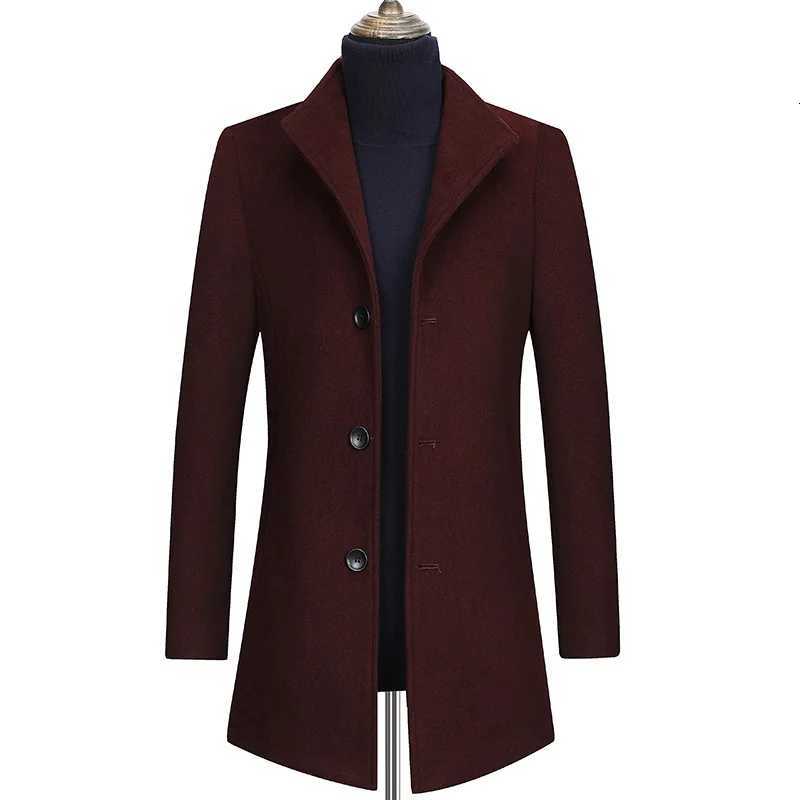 New Winter Men Stand Collar Formal Business Trench Coats Man Casual Long Jackets Male Cashmere Overcoats Woolen Blends Coats 3XLT251125