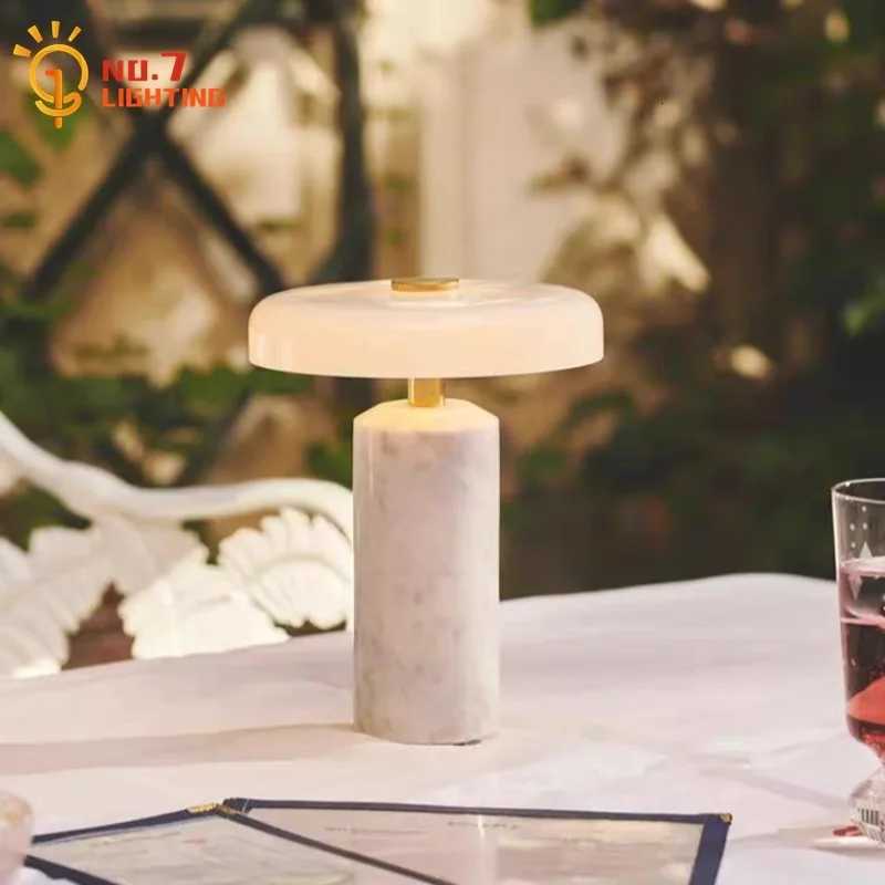 Danish Portable Charging Table Lamp with Touch Switch Atmosphere LED Marble Desk Lights Living Room Bedroom Bedside Study CafeM251125