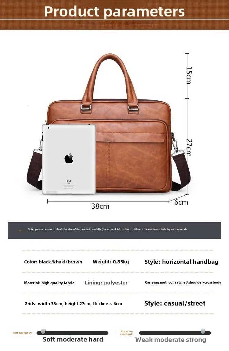 New Casual Mens Handbag Simple and Fashionable Business Briefcase Large-capacity Water-resistant Single-shouldercrossbody BagT251125