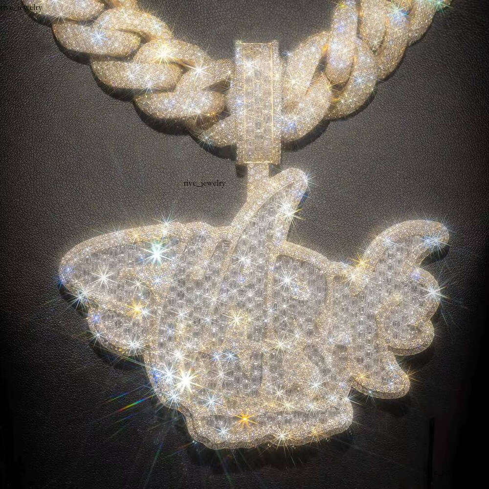 Bailey Custom Shark IGI Certified Iced Lab Men's Hip Hop 925 Silver Vvs Moissanite Chain Pendant Boutique Jewelry