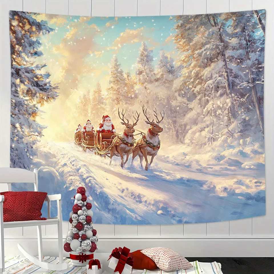 1pc Christmas Snowscape Polyester Tapestry Atmosphere Sense Festive Daily Room Wall DecorationM251125