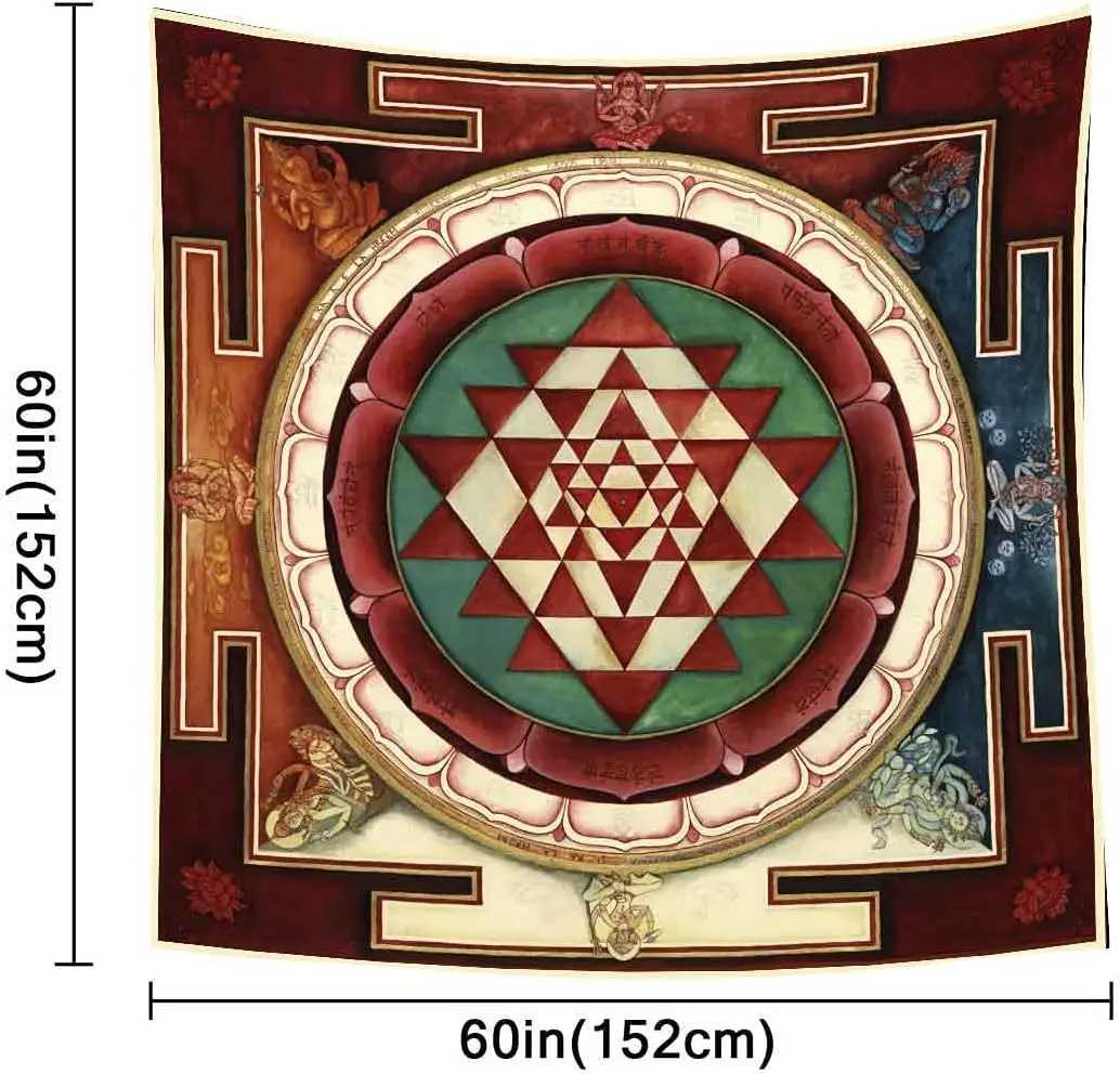 Mandala Yoga Meditation Tapestries Sacred Geometry Wall Decor Art Wall Hanging for Dorm Living Room Bedroom 60X60 InchesM251125