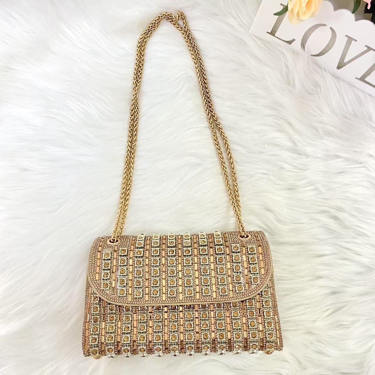 Fashion Rhinestone Halfmoon Women Handbags Diamonds Knoteed Handle Female Bag Evening Party Purses 241231