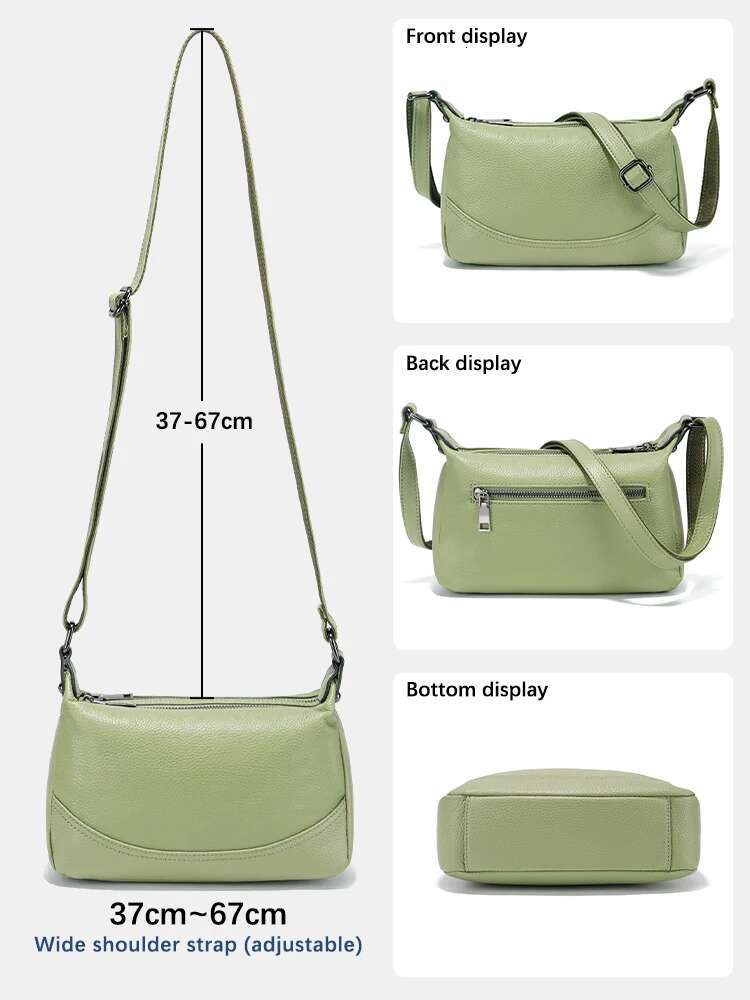 Zency Spring Summer Women Cowhide Soft Leather Hobo Shoulder Bag Double Zip Main Pockets For Commuter Shopping Outing