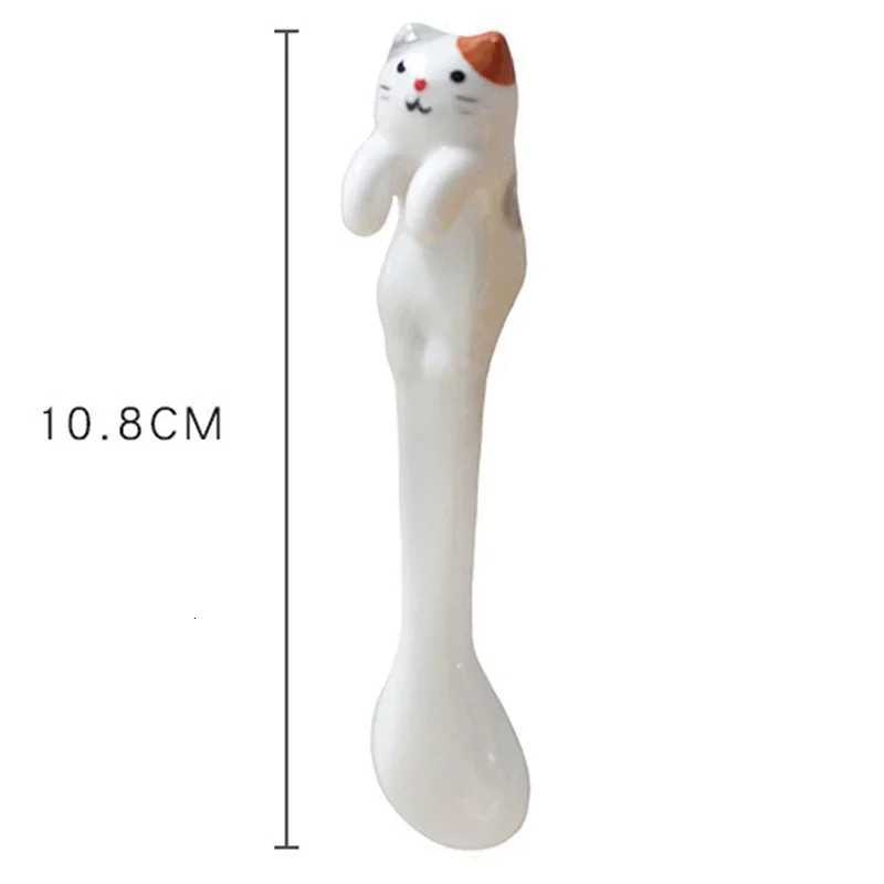 5Pcs/set Ceramic Cartoon Cute Cat Animal Spoon Hanging Coffee Dessert Spoon Unique Ice Cream Flatware Kitchen Tool Novelty Gift Y251125