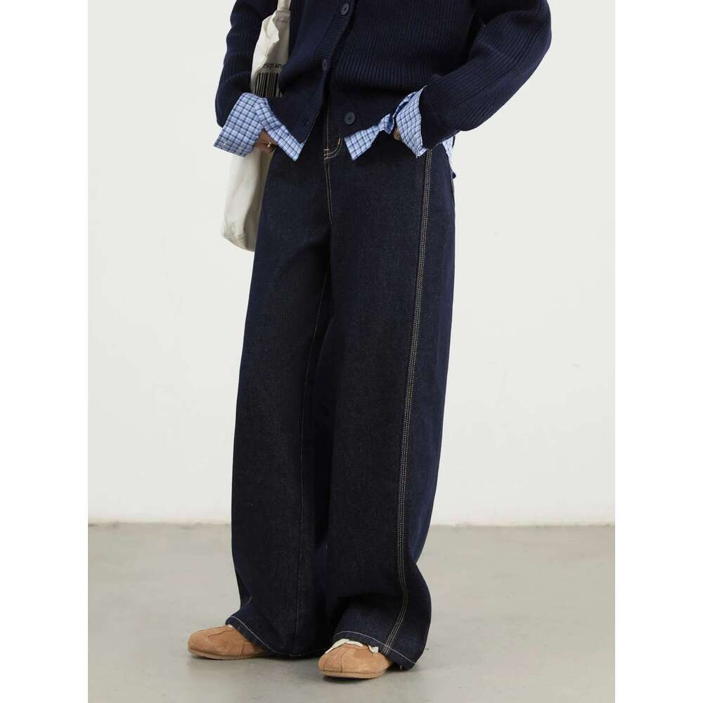 CHIC VEN Women Denim Pants Loose Casual High Waisted Straight Jeans Female Wide Leg Trousers Oversize Autumn Winter 2024