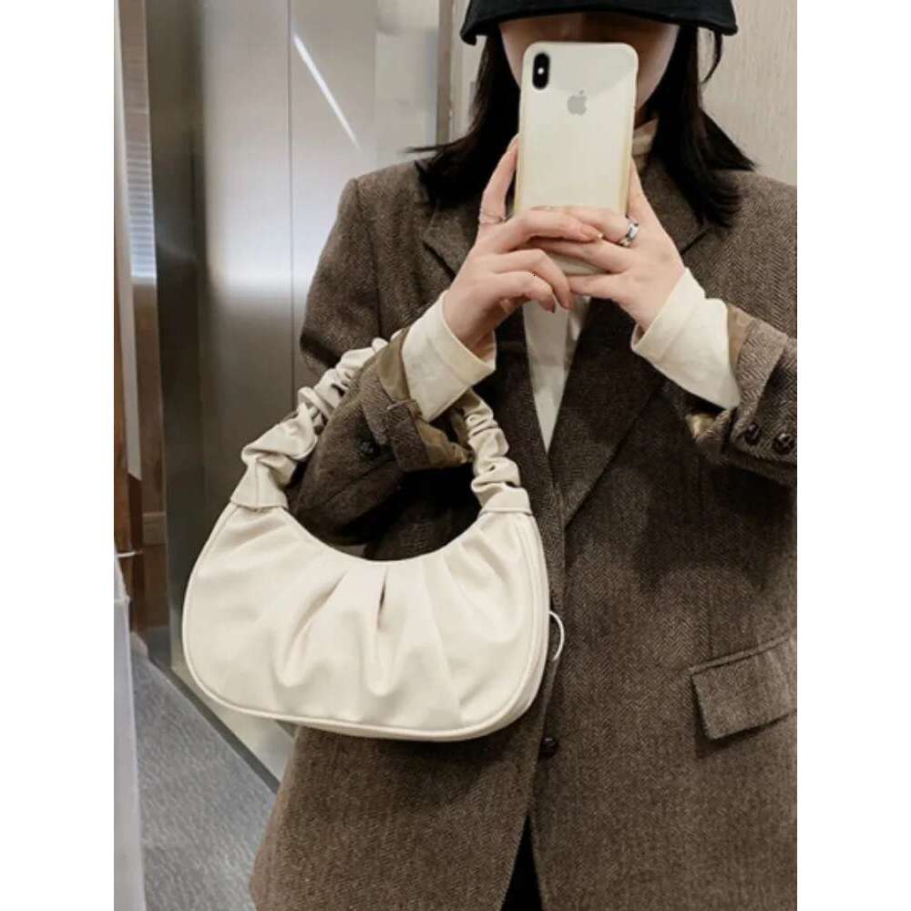 Fashion Pleated Handlebags For Women PU Cloud Leisure Armpit Bag Shopping Shoulder Dumpling Handbag Female Hand Bags