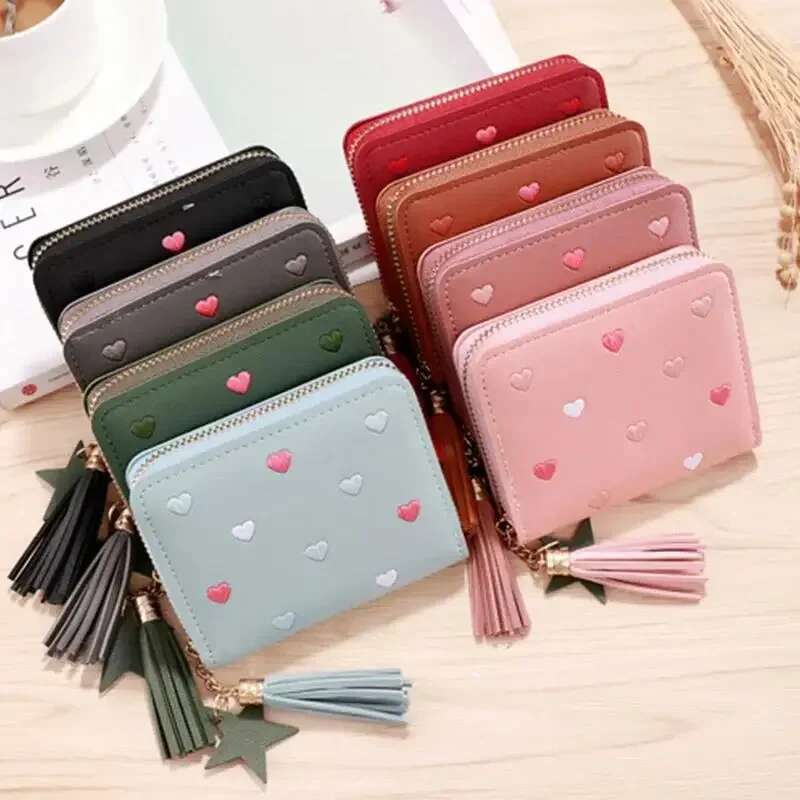 1Pc Women Small Ladies Mini Tassel Cute Girl Short Zipper Lovely Pu Leather Coin Female Hand Wallet Purse