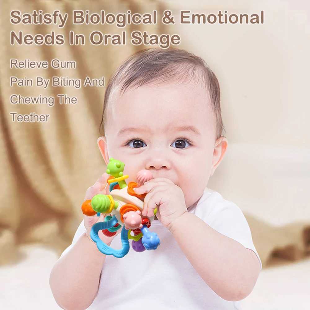 Montessori Baby Sensory Teething Toys Chewable Rattles for 1 Year Old Boys Girls - Developmental Learning Teether Toys G251125