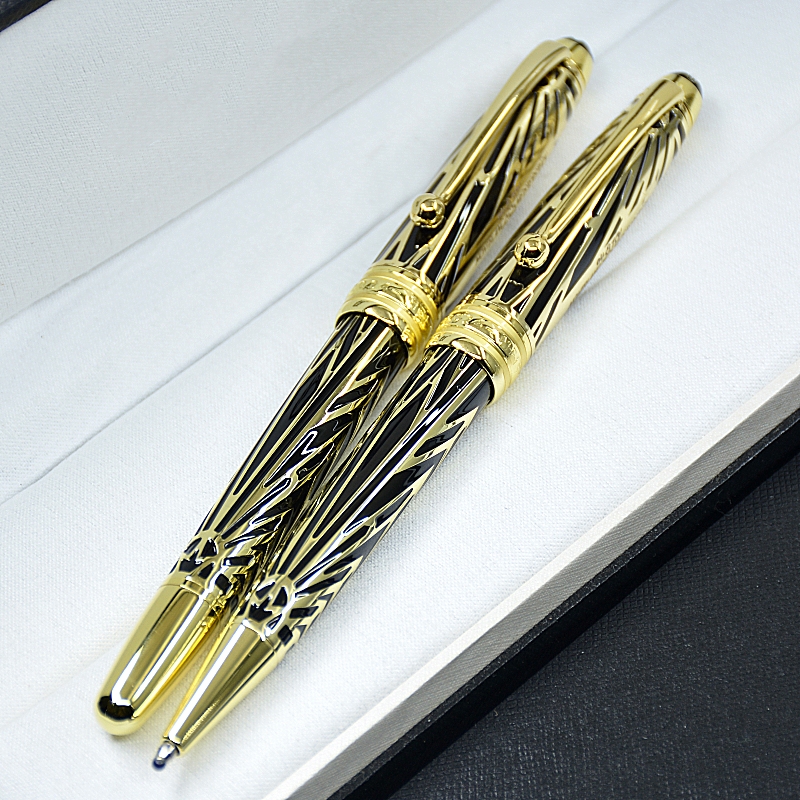 1924 Special Edition Msk 100 Anniversary Ballpoint Pen Gold And Black Metal Relief Office School Writing Rollerball Pens With Serial Number - view 3