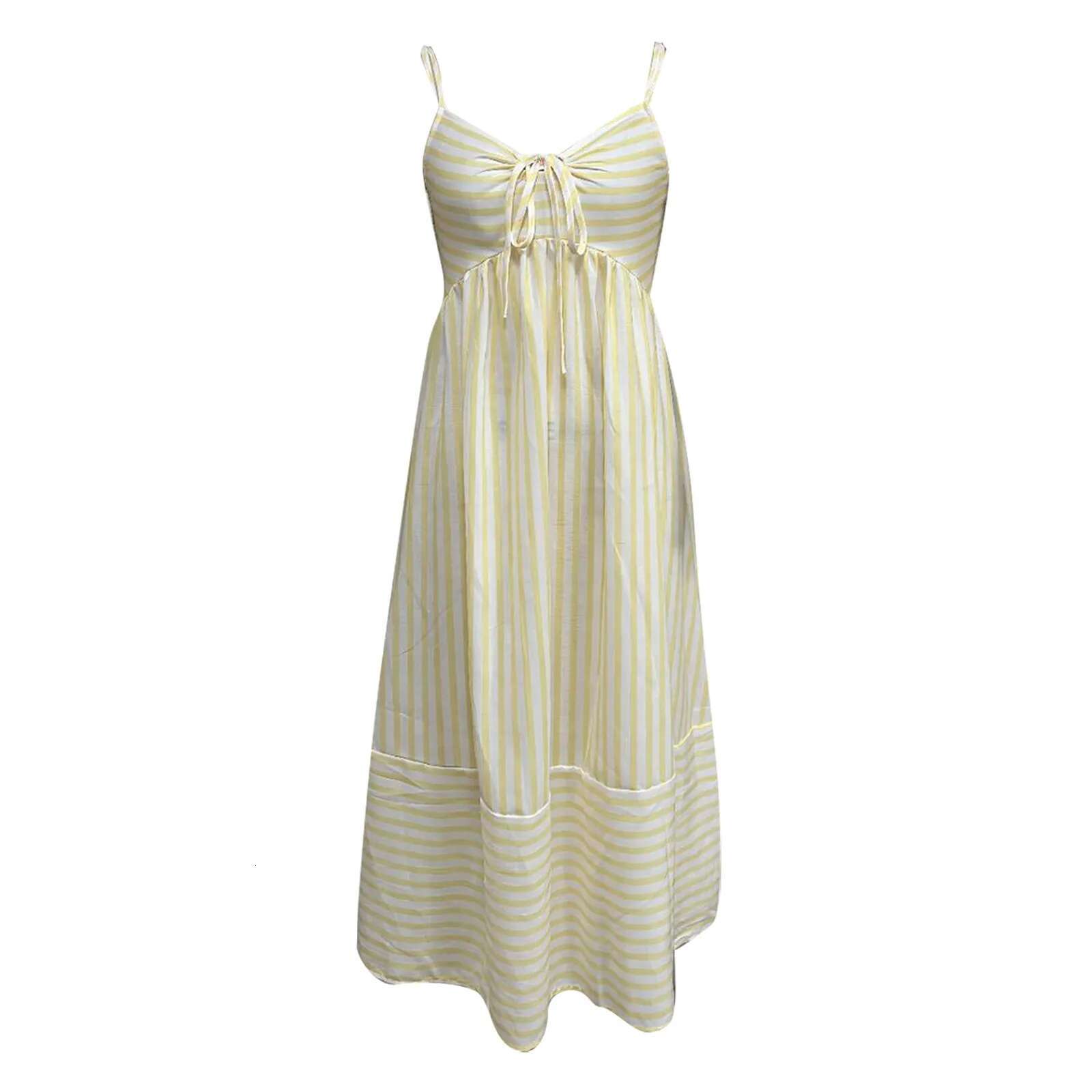 Dongdumaoyi Vintage Dress For Women Long Beach Sexy New Dresses Summer V Neck Striped Sling Holiday Sundress