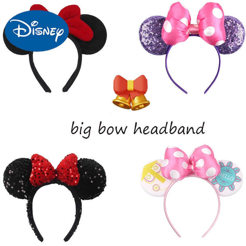 Disney Popular Sales Disney Mickey Earrings Headbands Girls 5-Inch Polka Bow Hair Festival Party Travel DIY Hair Accessories X250425