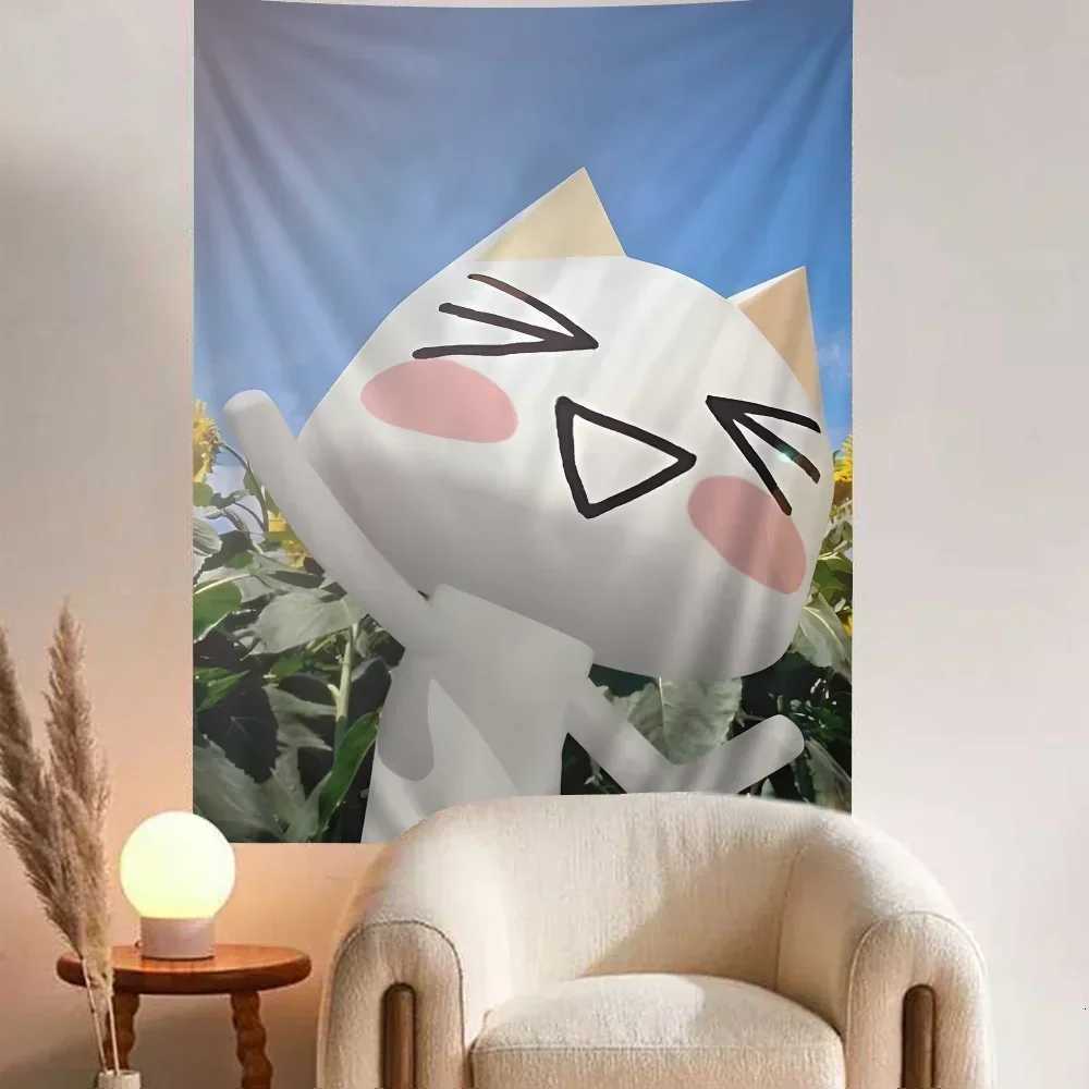 Inoue Toro CUTE Cat Hippie Wall Hanging Tapestries for Living Room Home Dorm Decor Art Home DecorM251125