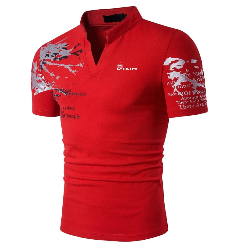 Mens polo shirt golf shirt graphic print V-neck outdoor short sleeved printed sportswear fashionable streetwear er 250422