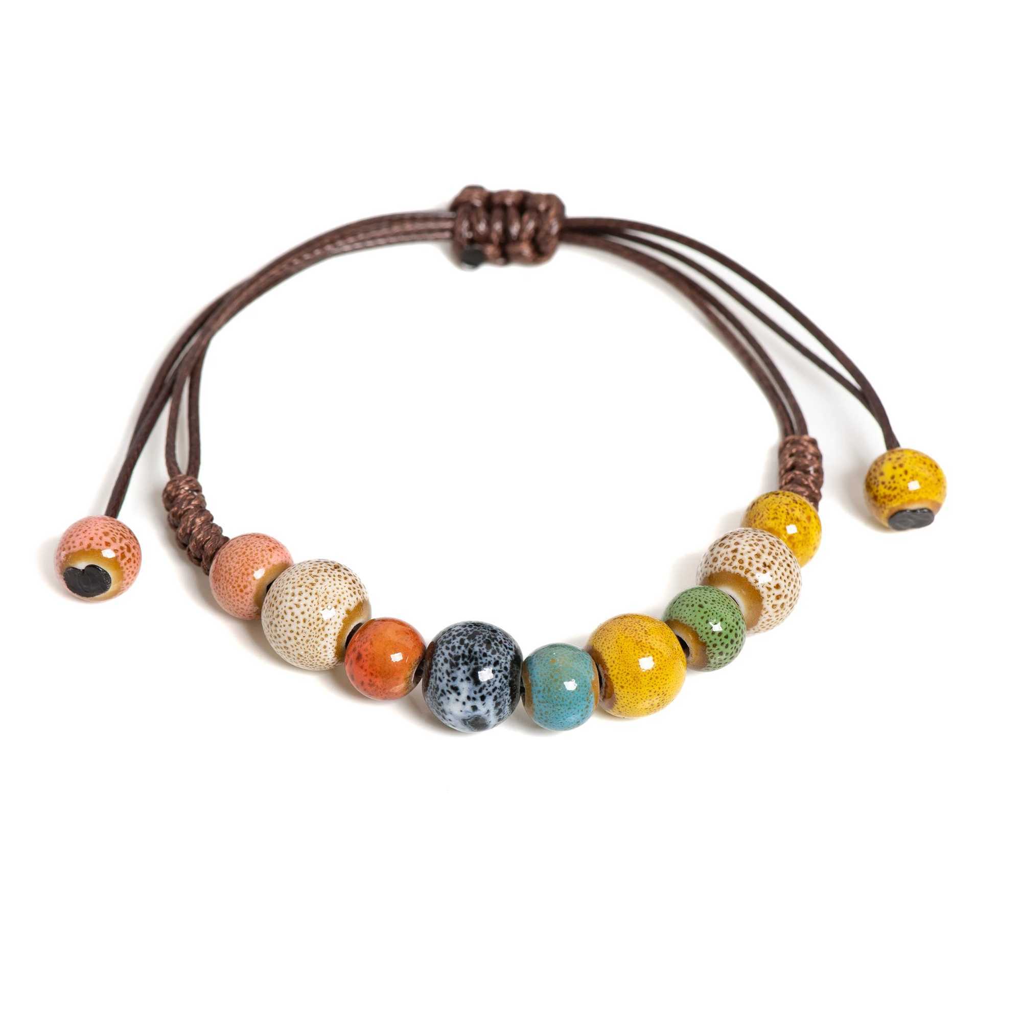 Colorful Handmade Ceramic Bracelet Adjustable Boho Style Jewelry for Women and Men 1155 J251125