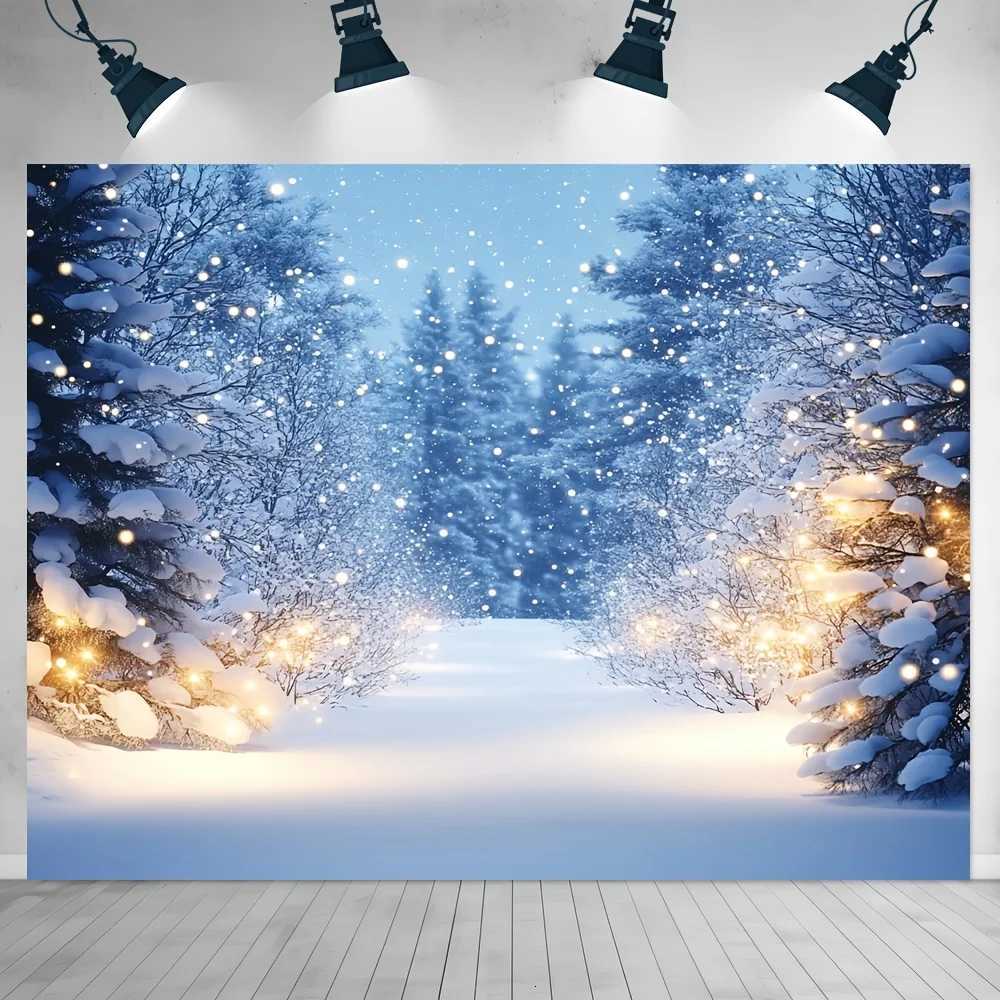VIKAMA Christmas Snow Scene Tapestry Warm Glow Forest Living Room Feature Wall Decor Festive Atmosphere Home Room DecorM251125