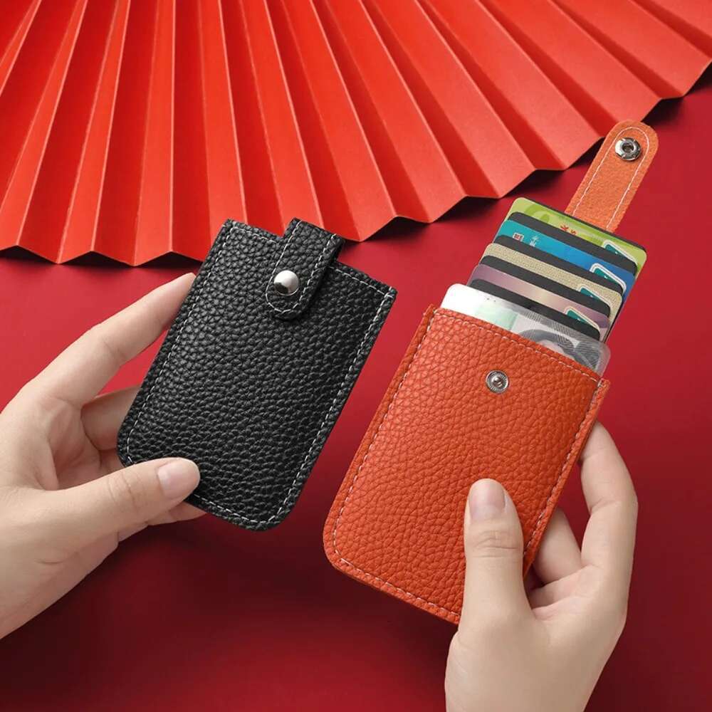 Laminated Concealed Pull-Out Business Case 4 Pockets PU Leather RFID Blocking ID Card Holder Mini Wallets