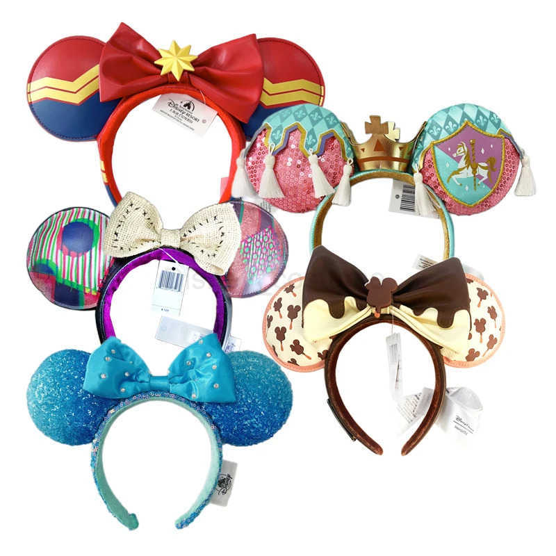 Disney Cartoon Minnie Mouse Ears Headband Mermaid Princess Big Glitter Bow Ears COSTUME Headband Role Playing Plush Adult/Child Headband Gift X250425