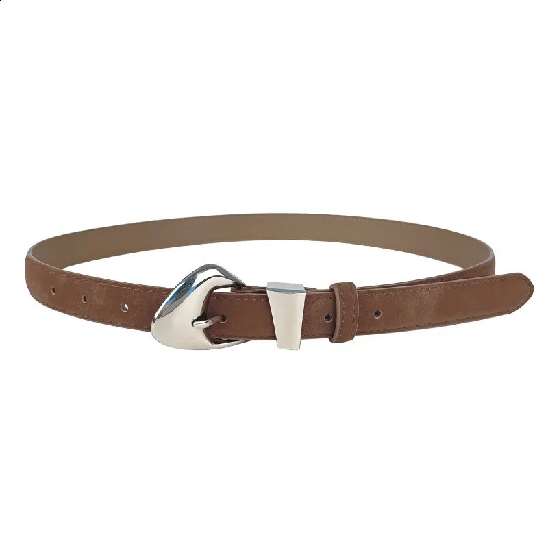 Nubuck leather womens jeans belt irregular gold and silver buckle high-quality genuine leather belt Ceinture womens 250423
