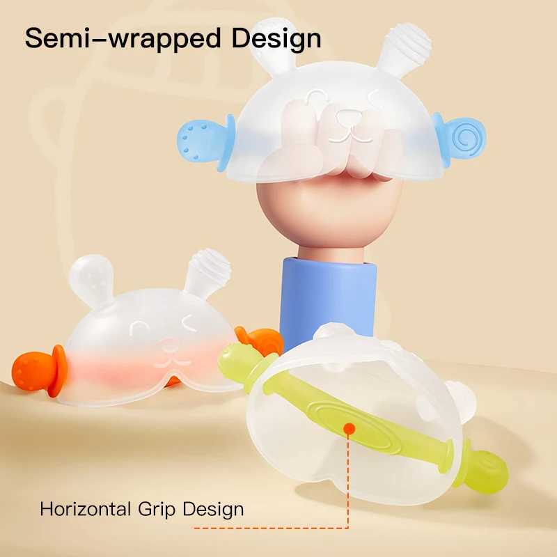 Soothe the Teeth Bunny Teething Toy with Hidden Handle - Anti-Thumb Sucking Design Soft Silicone Easy Grip for Youngsters G251125