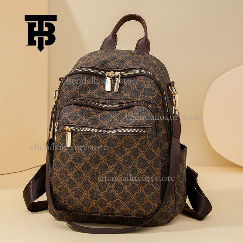 TB BHULAMTE Leather Backpack Large Capacity Womens Travel Bag with Fashion Pattern Multi Purpose Leisure Handbag 1100368158